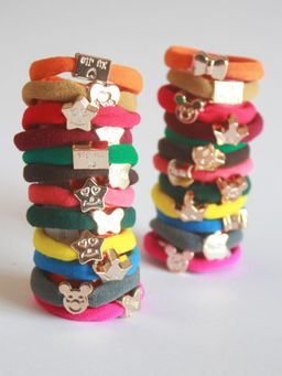 Choko - Colourful Velvet Rubber Band (Pack Of 24) (3-12 Years)