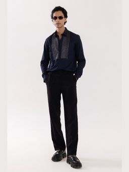 PAARSH - Men Navy Blue Glazing Shirt
