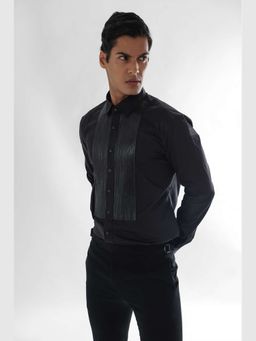 PAARSH - Men Black Leather Cord Shirt