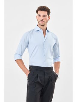 Snitch - Blue Polyester Blend Full Sleeves Shirt