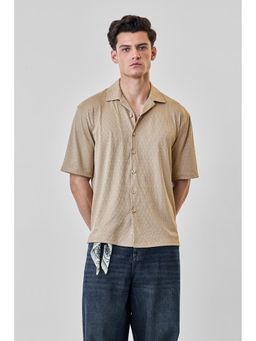 Snitch - Beige Polyester Blend Half Sleeves Shirt