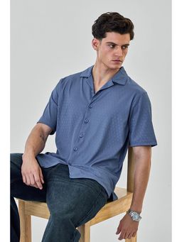 Snitch - Blue Polyester Blend Half Sleeves Shirt