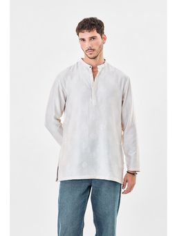 Snitch - Off White Viscose Blend Full Sleeves Kurta