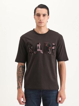 Rare Rabbit - Brown Cotton Half Sleeves T-Shirt