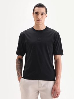 Rare Rabbit - Black Cotton Half Sleeves T-Shirt