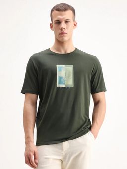 Rare Rabbit - Olive Cotton Half Sleeves T-Shirt