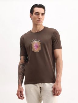 Rare Rabbit - Brown Cotton Half Sleeves T-Shirt