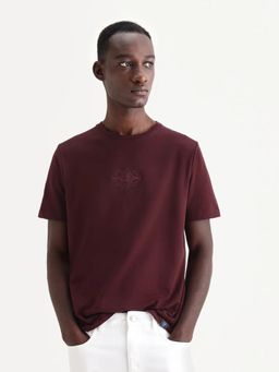 Rare Rabbit - Maroon Cotton Half Sleeves T-Shirt