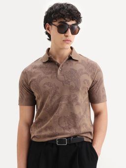 Rare Rabbit - Brown Cotton Half Sleeves Polo T-Shirt