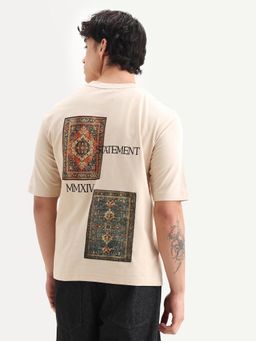 Rare Rabbit - Beige Cotton Half Sleeves T-Shirt