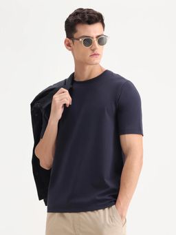 Rare Rabbit - Navy Blue Modal Half Sleeves T-Shirt