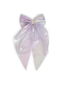Ribbon Candy - Shiny Big Scarf With Pearls On Barrette Clip - Lavender