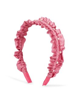 Ribbon Candy - Satin Ruffle Hairband With Crystals - Rose Gold