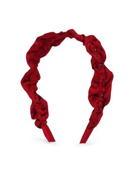 Ribbon Candy - Satin Ruffle Hairband With Crystals - Maroon