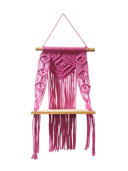 Homesake - Macrame Wall Shelf Wood Floating Butterfly,Pink