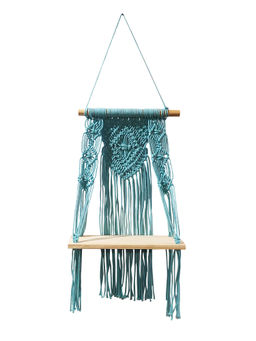 Homesake - Macrame Wall Shelf Wood Floating Butterfly,Turquoise