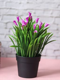 Voncasa - Lavender Polyester Artificial Flower With Pot