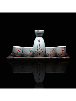 Melbify - Japanese Ceramic Sake Serving Tokkuri Carafe & Cups (Set of 5)