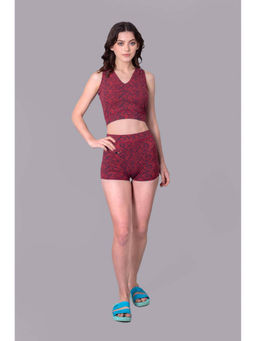 Keepfit - Women Red Cotton Top with Bottom