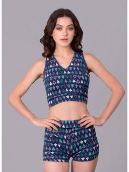 Keepfit - Women Blue Polyester Top with Bottom