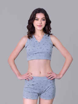 Keepfit - Women Grey Cotton Top with Bottom