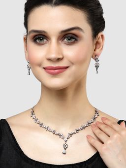 Karatcart - Rose Gold Plated Cubic Zirconia Studded Necklace Set