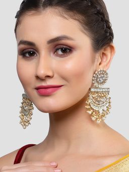 Karatcart - Gold Plated Pearl and Kundan Studded Dangler Earrings for Women