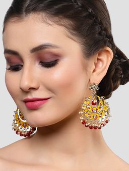 Karatcart - Gold Plated Meenakari Kundan Chandbali Earrings for Women