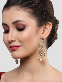 Karatcart - Gold Plated Pearl and Drop Kundan Studded Dangler Earrings for Women