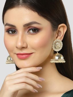 Karatcart - Gold Plated Kundan Studded Jhumki Earrings for Women