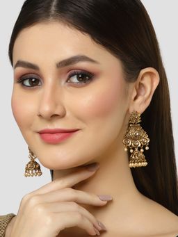Karatcart - Gold Plated Kundan Studded Dangler Jhumki Earrings for Women
