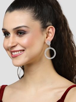 Karatcart - Rose Gold Plated Lime Green Cubic Zirconia Hoop Earrings for Women