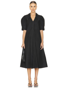 Ganni - Cotton Poplin V-neck Maxi Dress