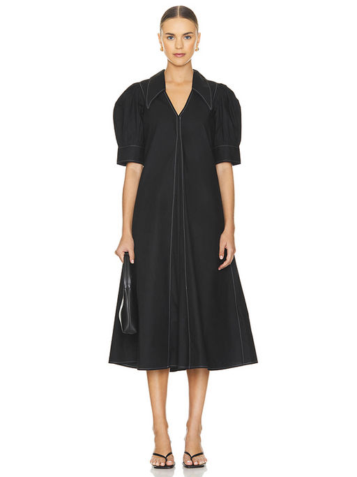 Buy Ganni Cotton Poplin V-neck Maxi Dress Online