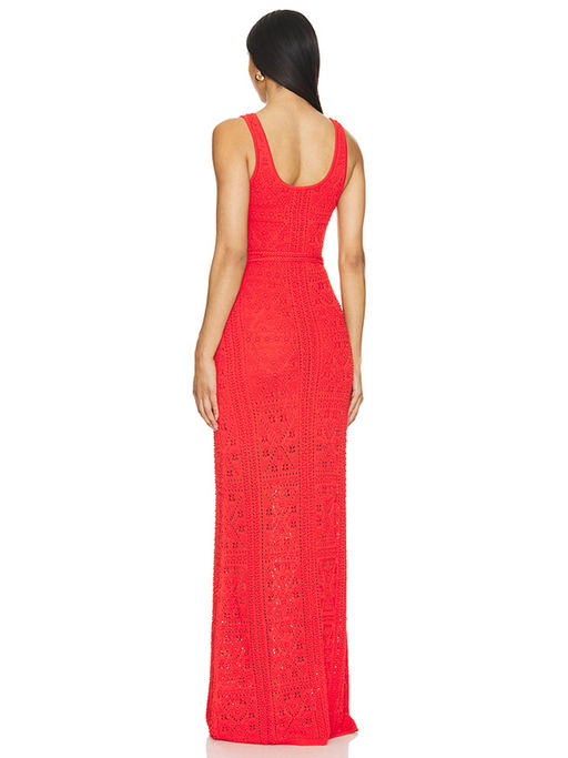 open lace back dress Karina Grimaldi Alexandria Midi Dress