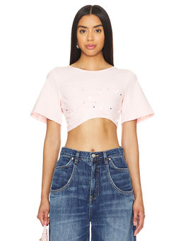 Susan Fang - Beaeded Crochet Jersey Tee