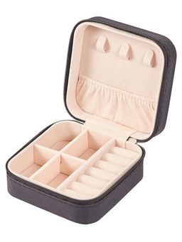 Estele - Jewellery Organiser Box Leather Zipper Lock Portable Black Jewellery Storage Box