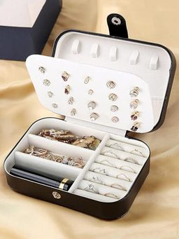 Estele - Jewellery Organiser Box Leather Portable Big Size Black Jewellery Storage Box