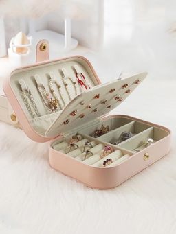 Estele - Jewellery Organiser Box Leather Portable Big Size Pink Jewellery Storage Box