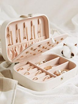 Estele - Jewellery Organiser Box Leather Portable Big Size White Jewellery Storage Box