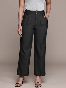 Ritu Kumar - Black Full Length Straight Pants