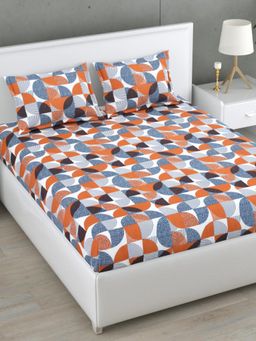 Home Affairs - Red 160 TC Super King Cotton Bedsheet and pillow covers
