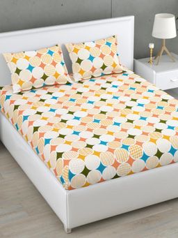 Home Affairs - Orange 160 TC Double King Cotton Bedsheet and pillow covers
