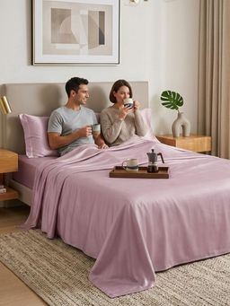 FABINALIV - Onion Solid 300 TC Super King Satin Bedsheet with 2 Pillow Covers