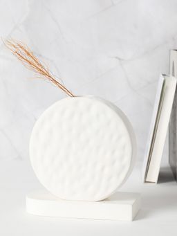 Bonhomie - White Round Textured Ceramic Vase