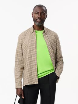 Lacoste - Men Beige Regular Fit Cotton Plaid Overshirt