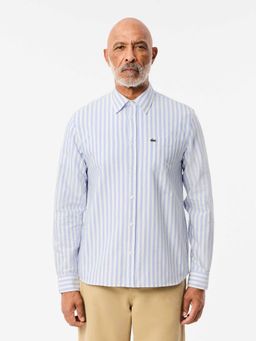 Lacoste - Men Blue Regular Fit Striped Oxford Shirt