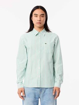 Lacoste - Men Green Regular Fit Striped Oxford Shirt