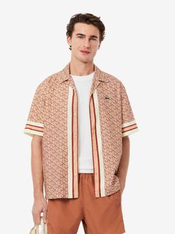 Lacoste - Men Beige Straight Cut Monogram Shirt