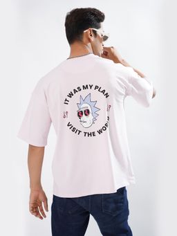 ROYALTAIL - Faded Firebrick Pink Men Oversized Printed T-Shirt